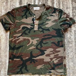 Ralph Lauren Denim & Supply Mens Slim Grey Camo Usa Flag Henley Button